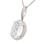 14K White Gold and Clear Quartz Pendant