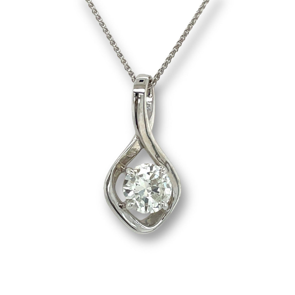 14K White Swirl Pendant