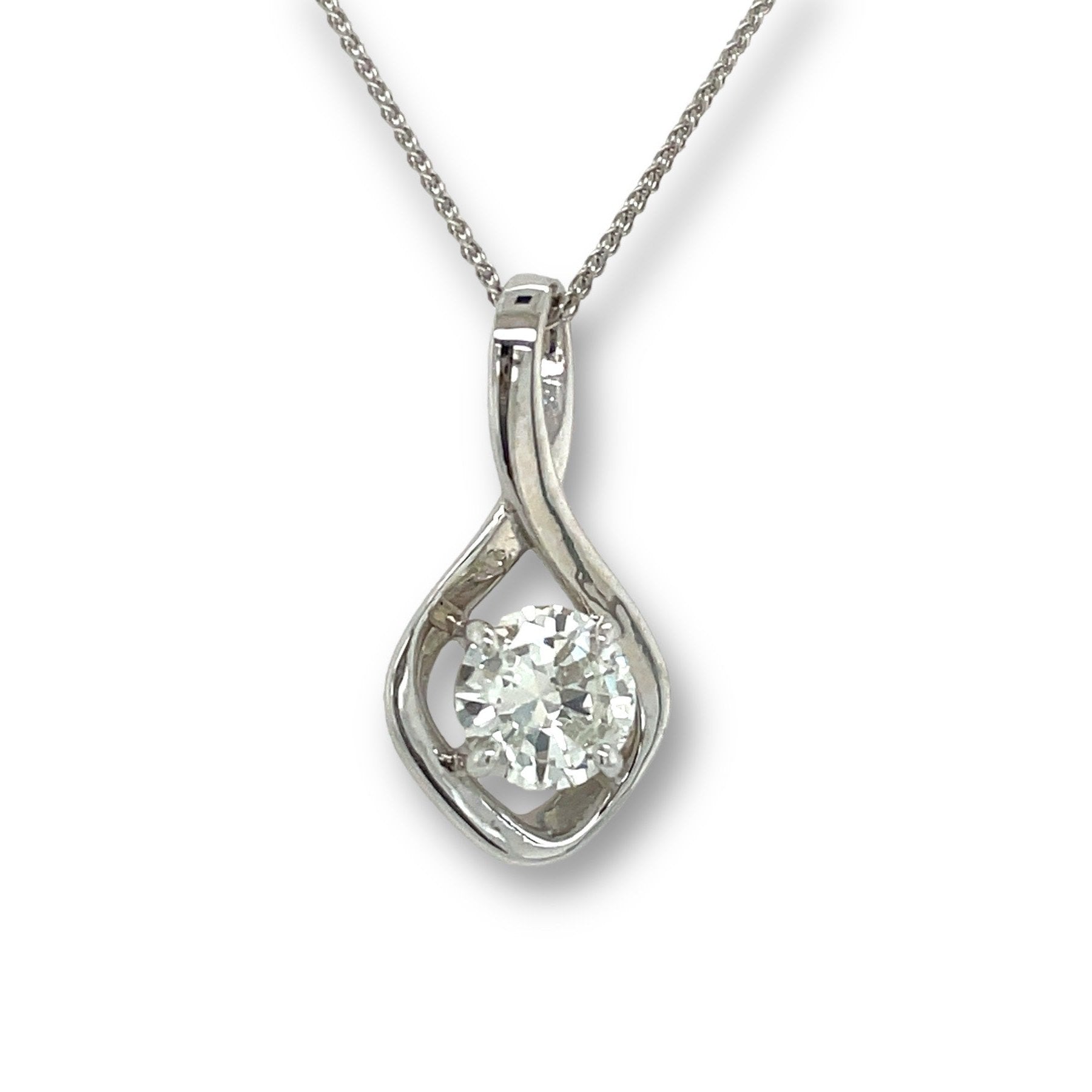 14K White Swirl Pendant