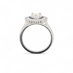 14K White Gold Diamond and Sapphire Halo Engagement Ring [Made to Order]