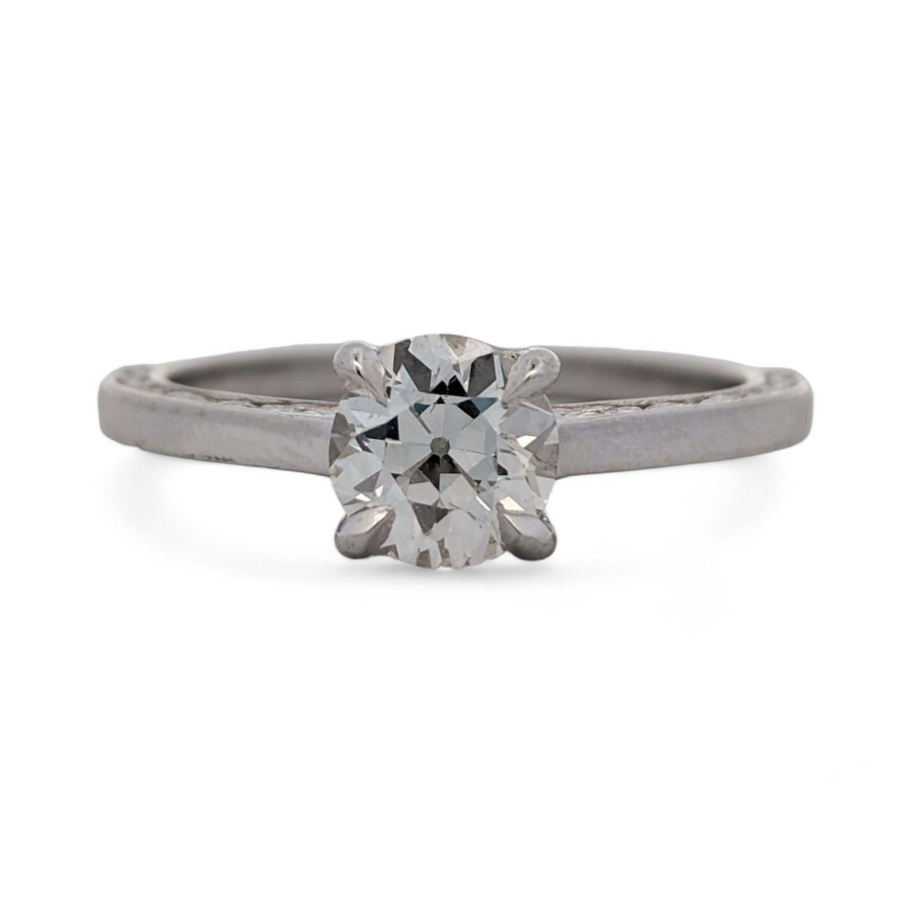 Platinum Vintage Inspired Engagement Ring with Old Euro Cut Diamond