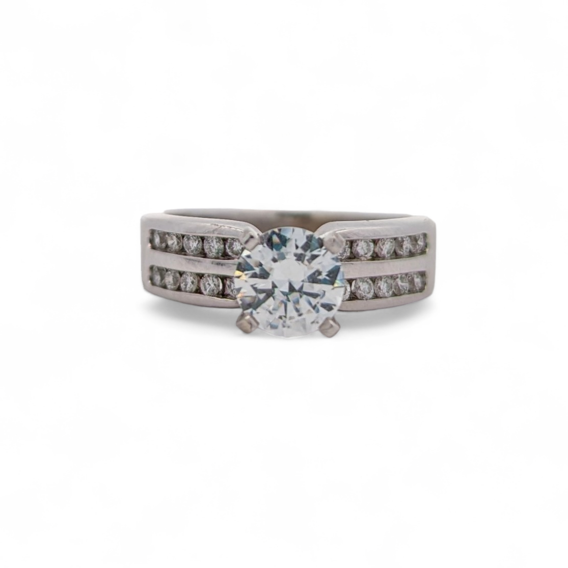 14K White Gold Wide Band Semi Mount Engagement Ring