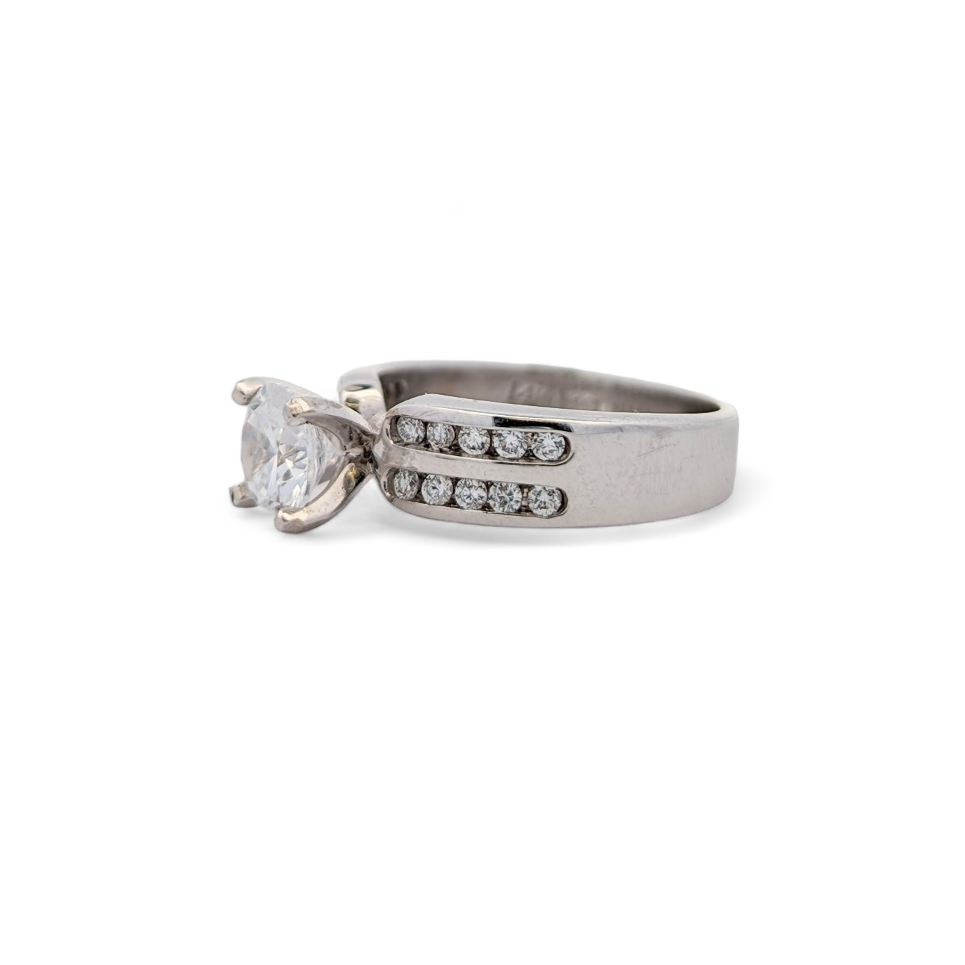 14K White Gold Wide Band Engagement Ring [Made to Order]