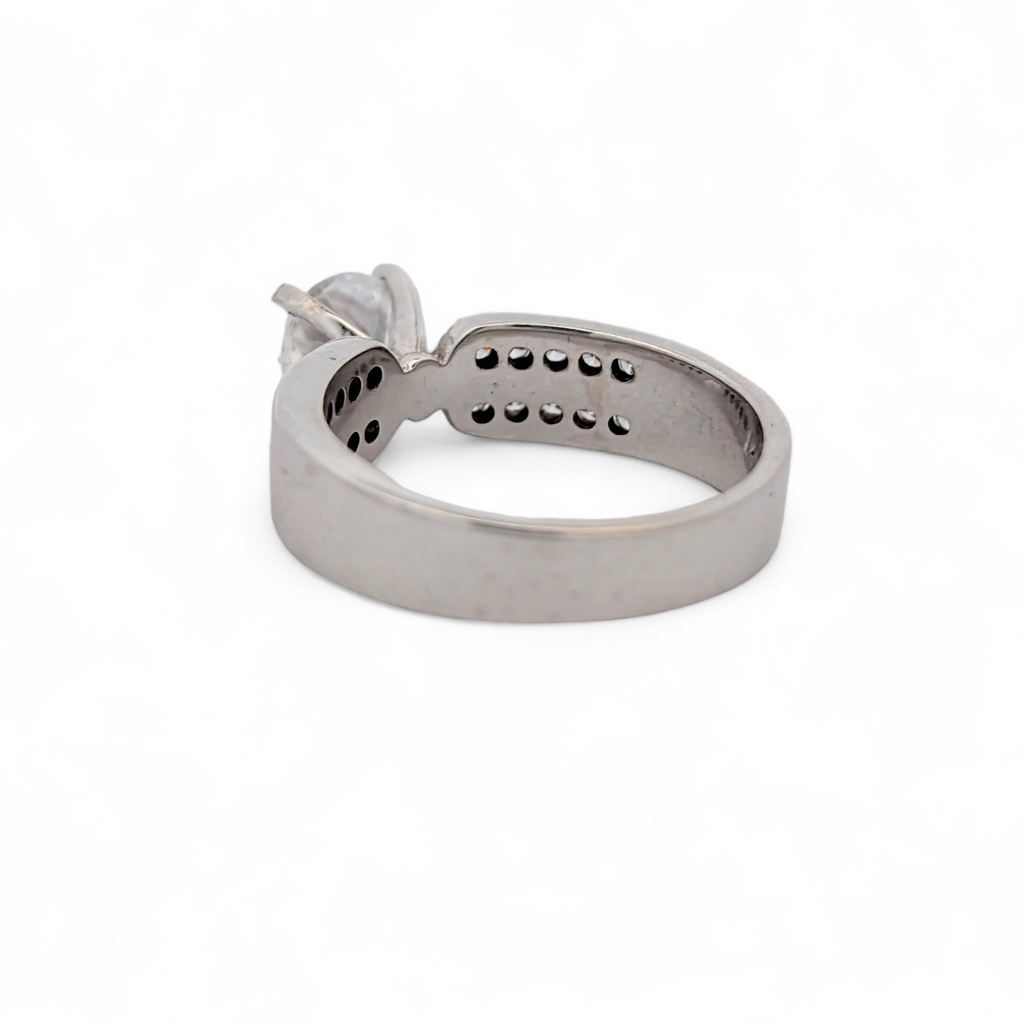 14K White Gold Wide Band Engagement Ring [Made to Order]