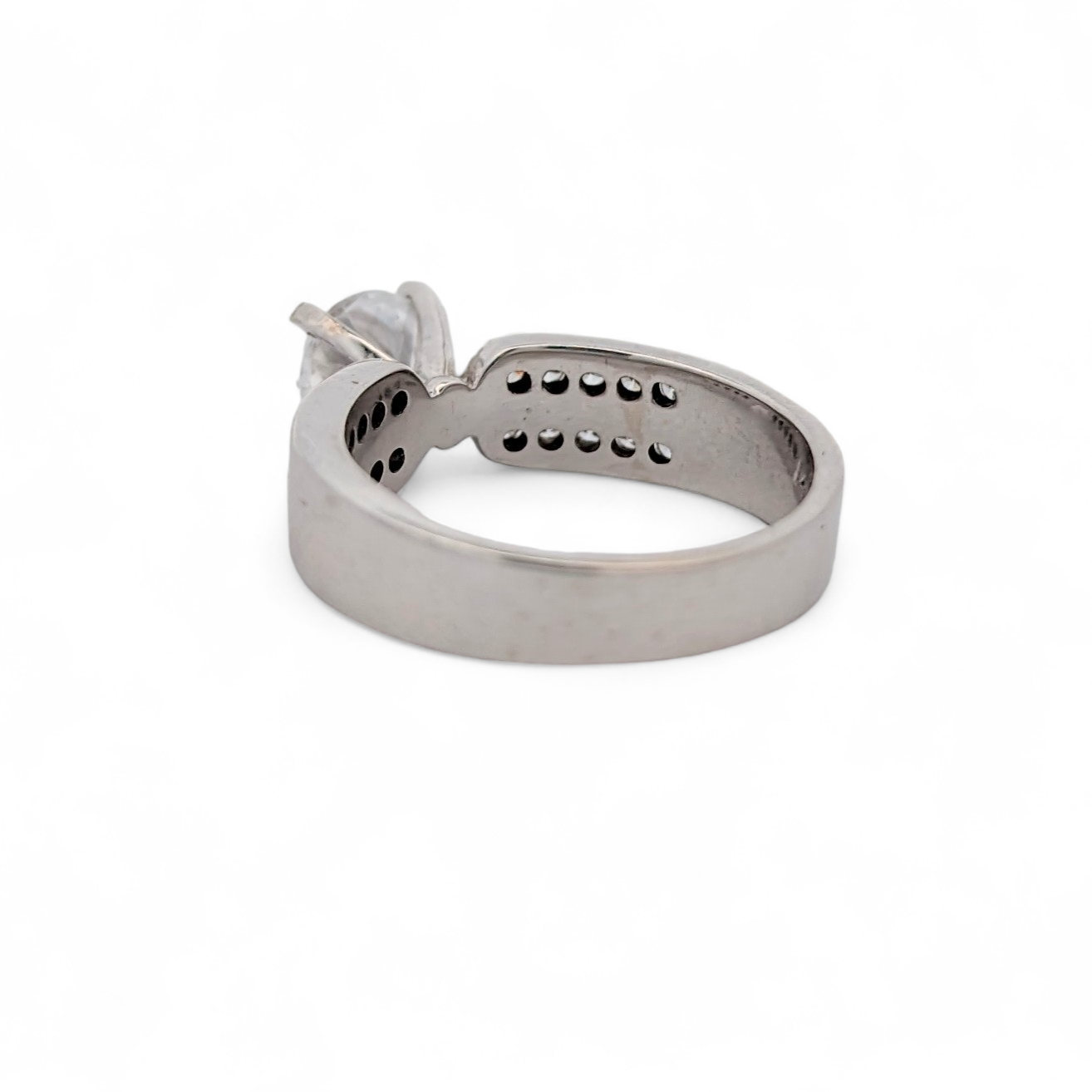 14K White Gold Wide Band Engagement Ring [Made to Order]