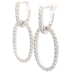 14K White Gold Double Link Earrings with Natural Diamonds