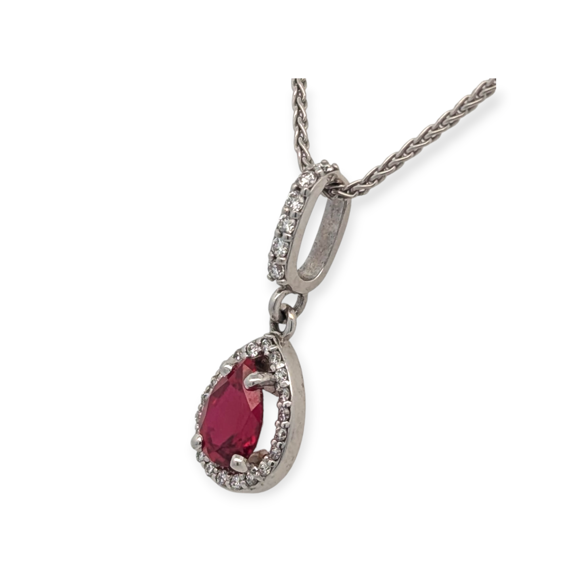 Torelli 14K White Gold Diamond and Lab-Grown Ruby Pendant