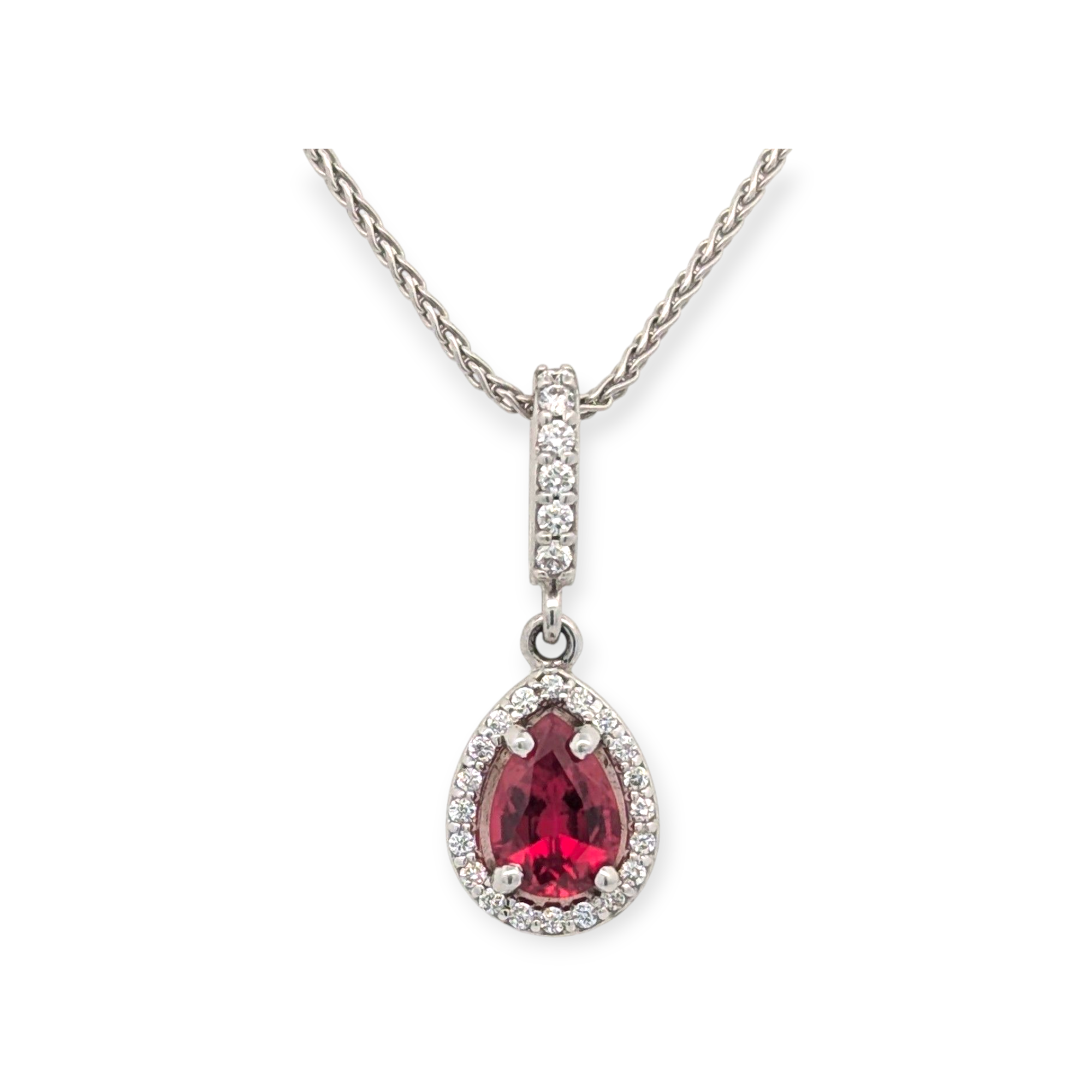 Torelli 14K White Gold Diamond and Lab-Grown Ruby Pendant