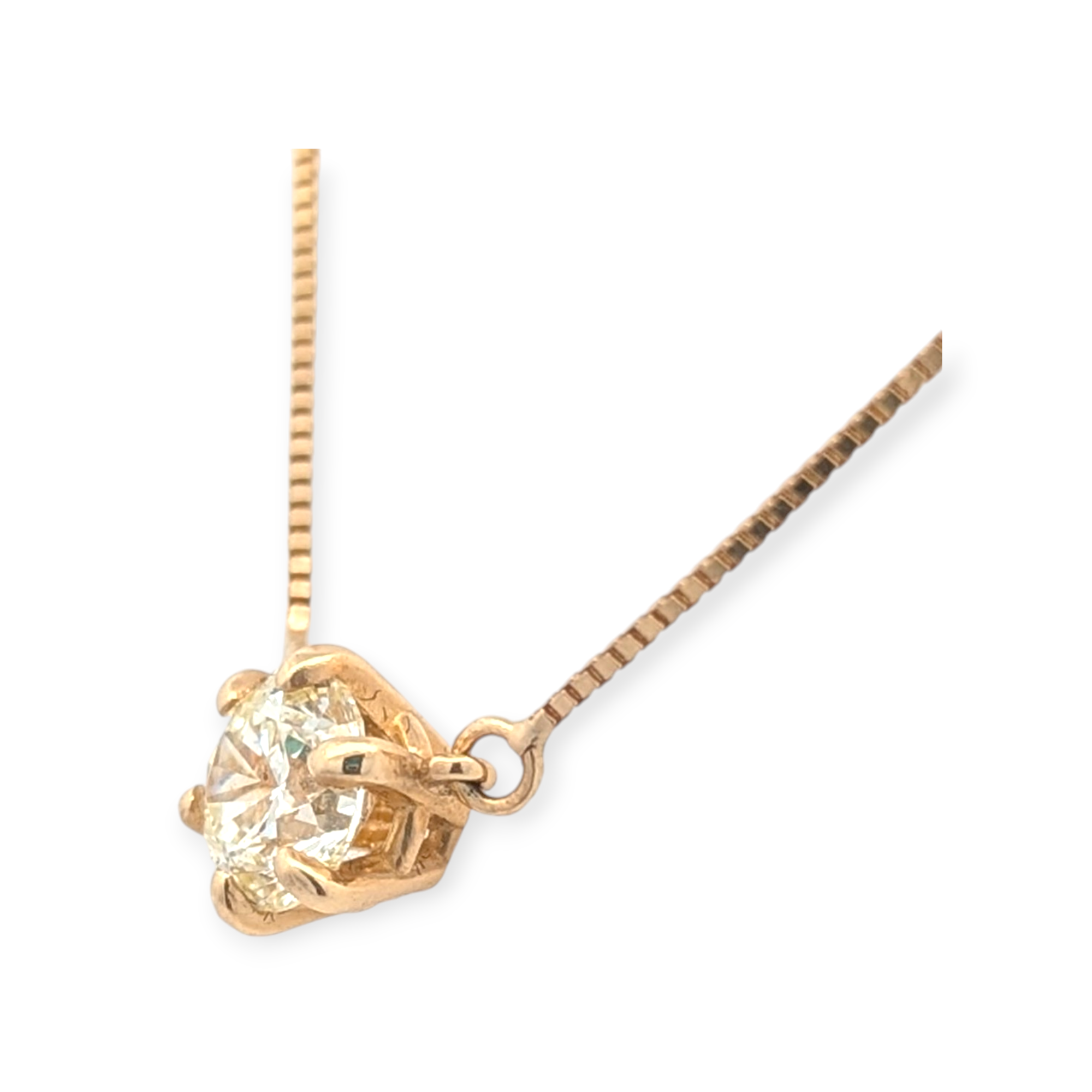 Solitaire Six Prong Diamond Pendant in Yellow Gold