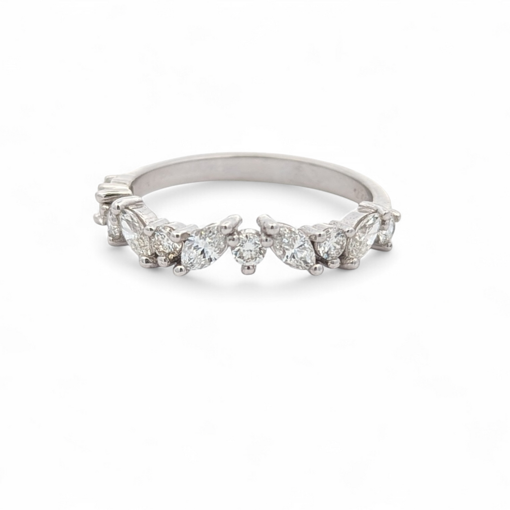 Marquise and Round Diamond Ring in 14k White Gold