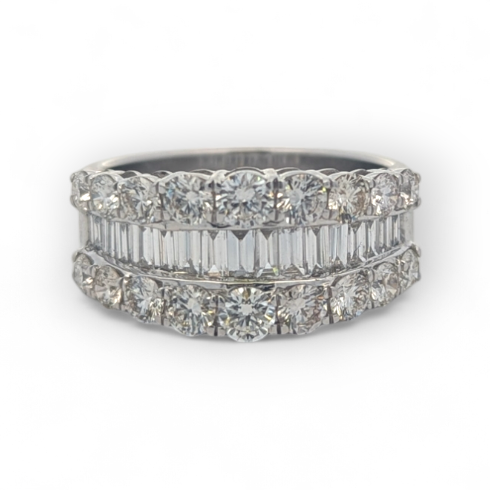 Wide Baguette and Round Diamond Anniversary Band
