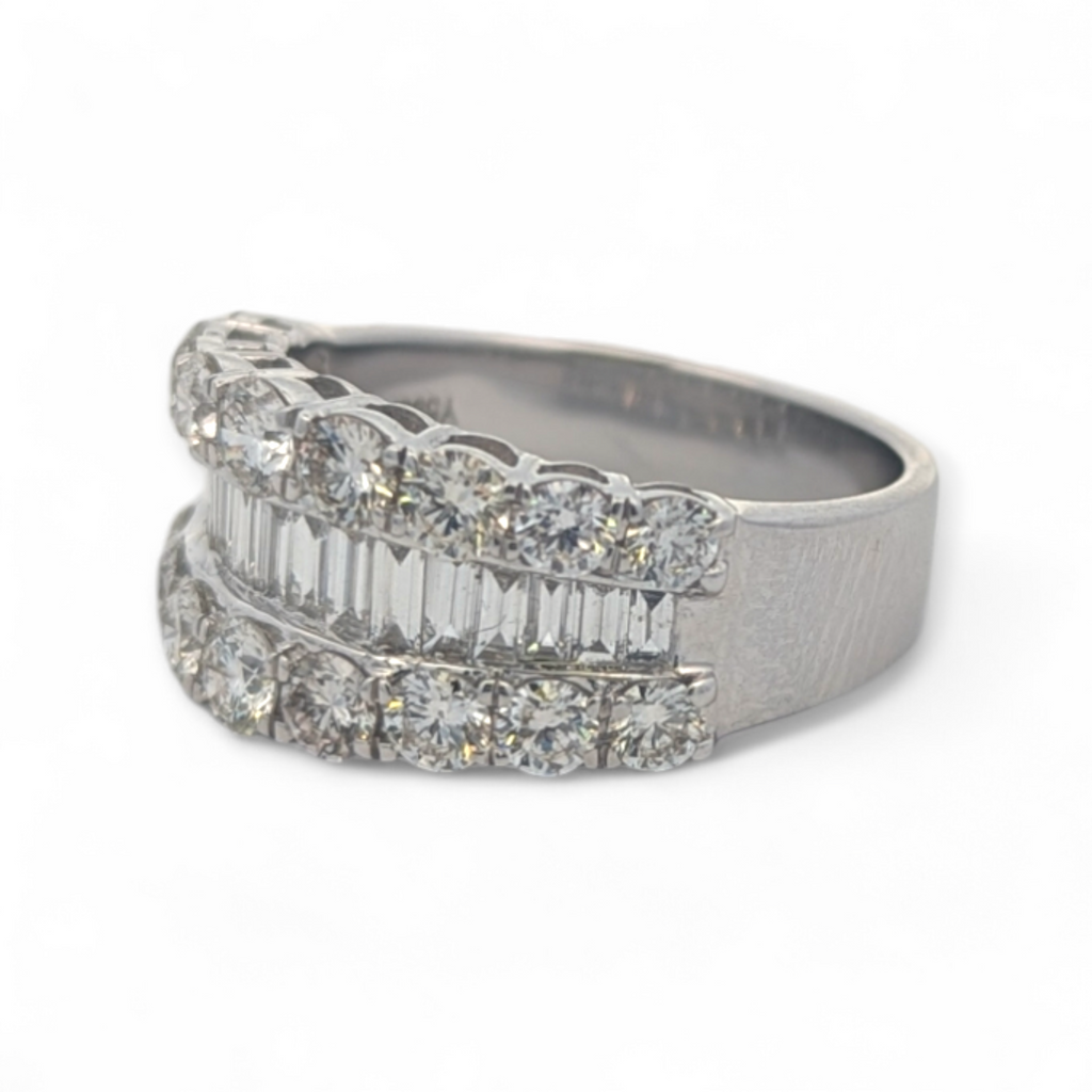 Wide Baguette and Round Diamond Anniversary Band