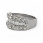 Wide Baguette and Round Diamond Anniversary Band