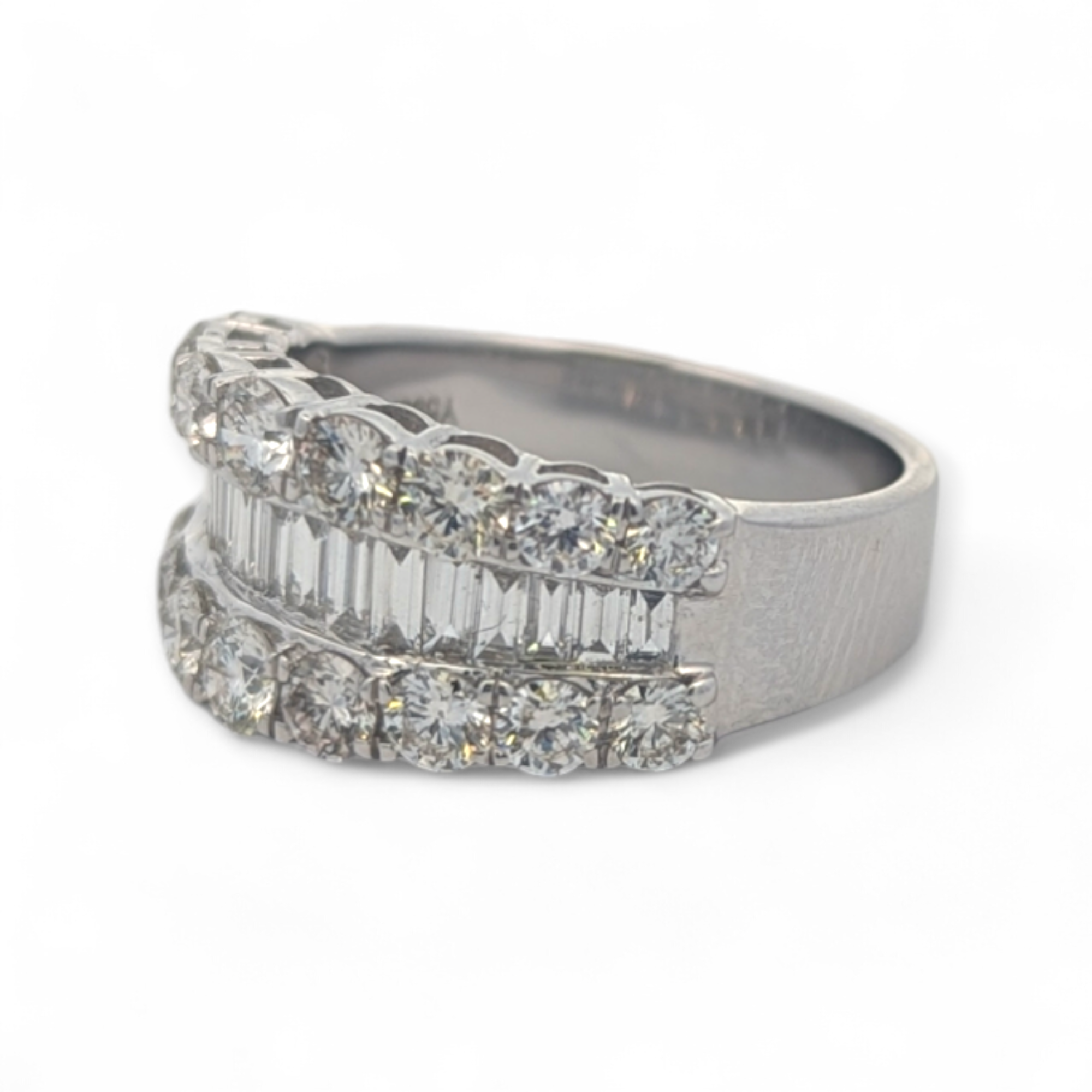 Wide Baguette and Round Diamond Anniversary Band