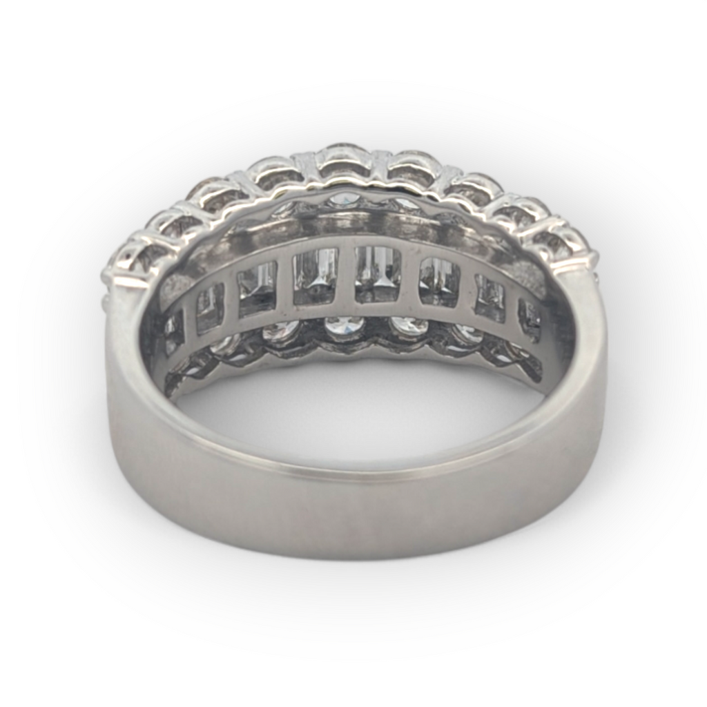 Wide Baguette and Round Diamond Anniversary Band