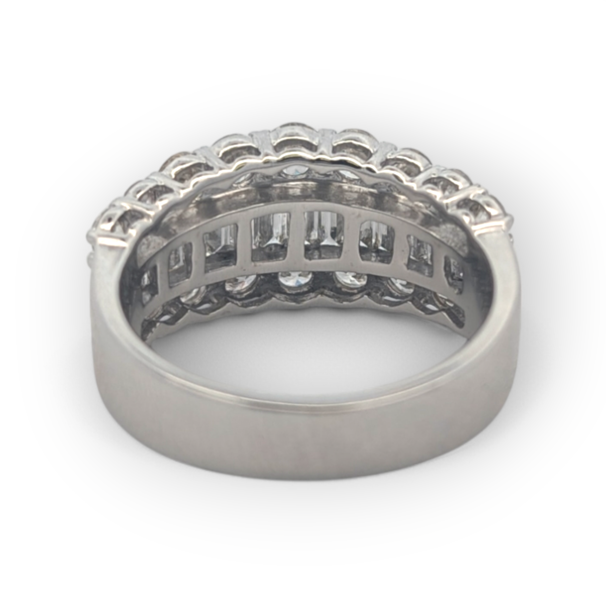 Wide Baguette and Round Diamond Anniversary Band