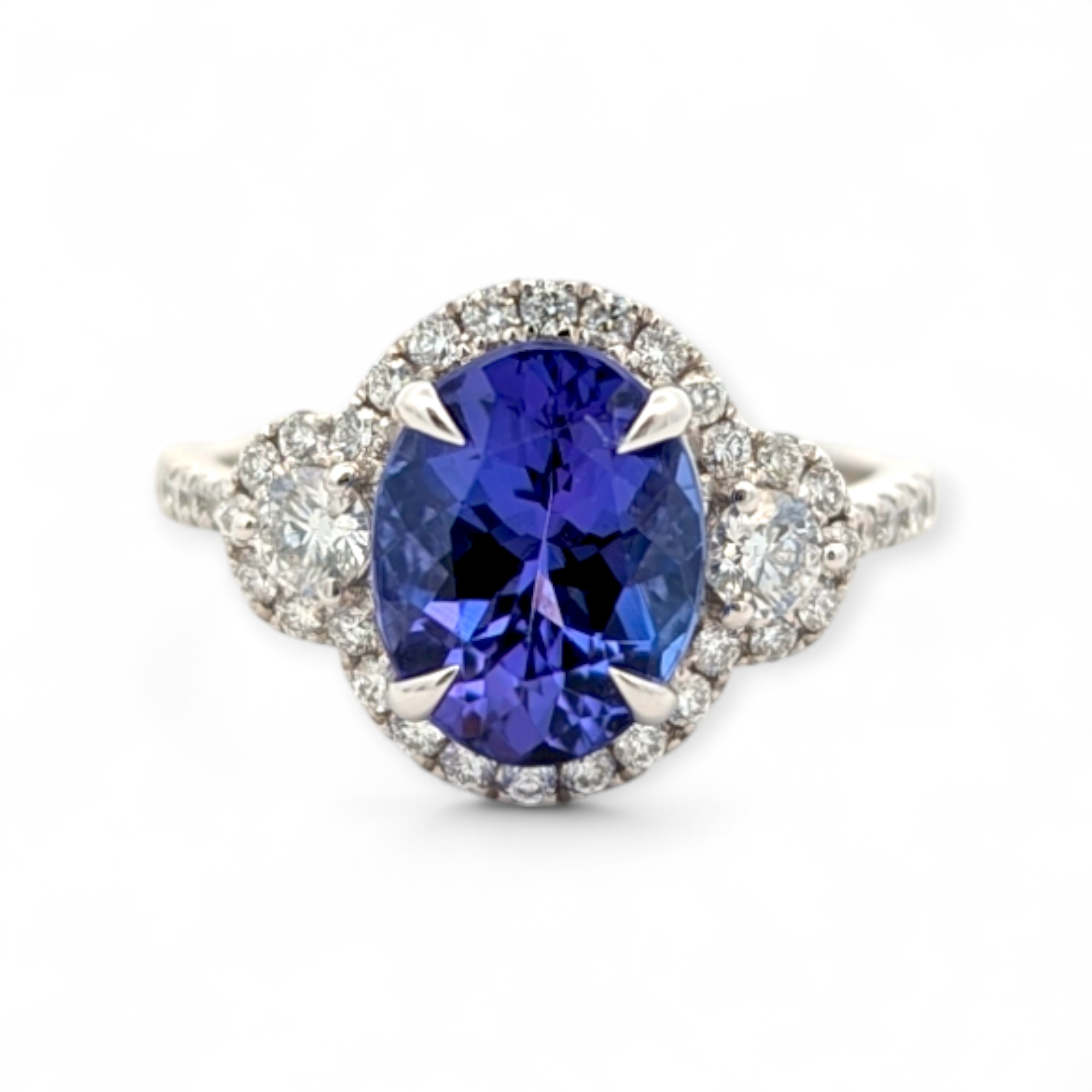 Tanzanite and Diamond Halo Ring