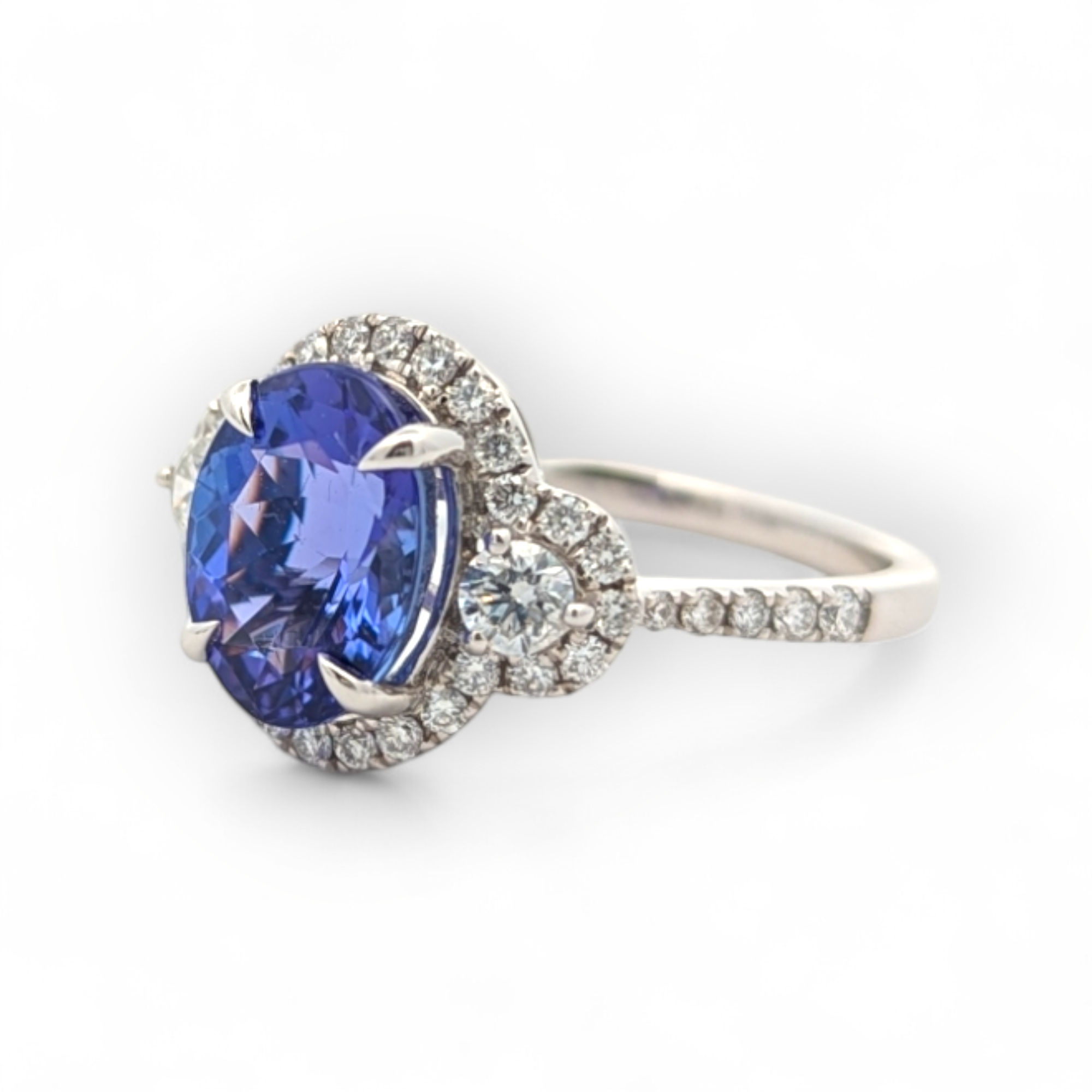 Tanzanite and Diamond Halo Ring