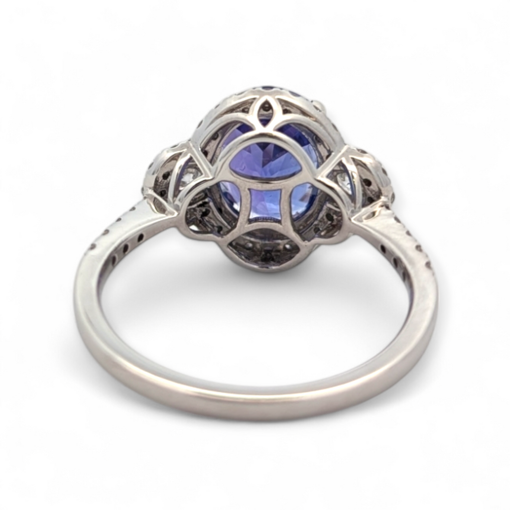 Tanzanite and Diamond Halo Ring