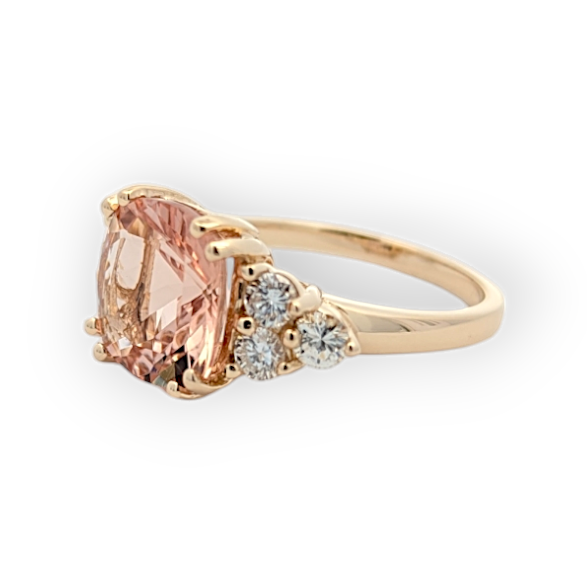 Yellow Gold Morganite and Diamond Ring