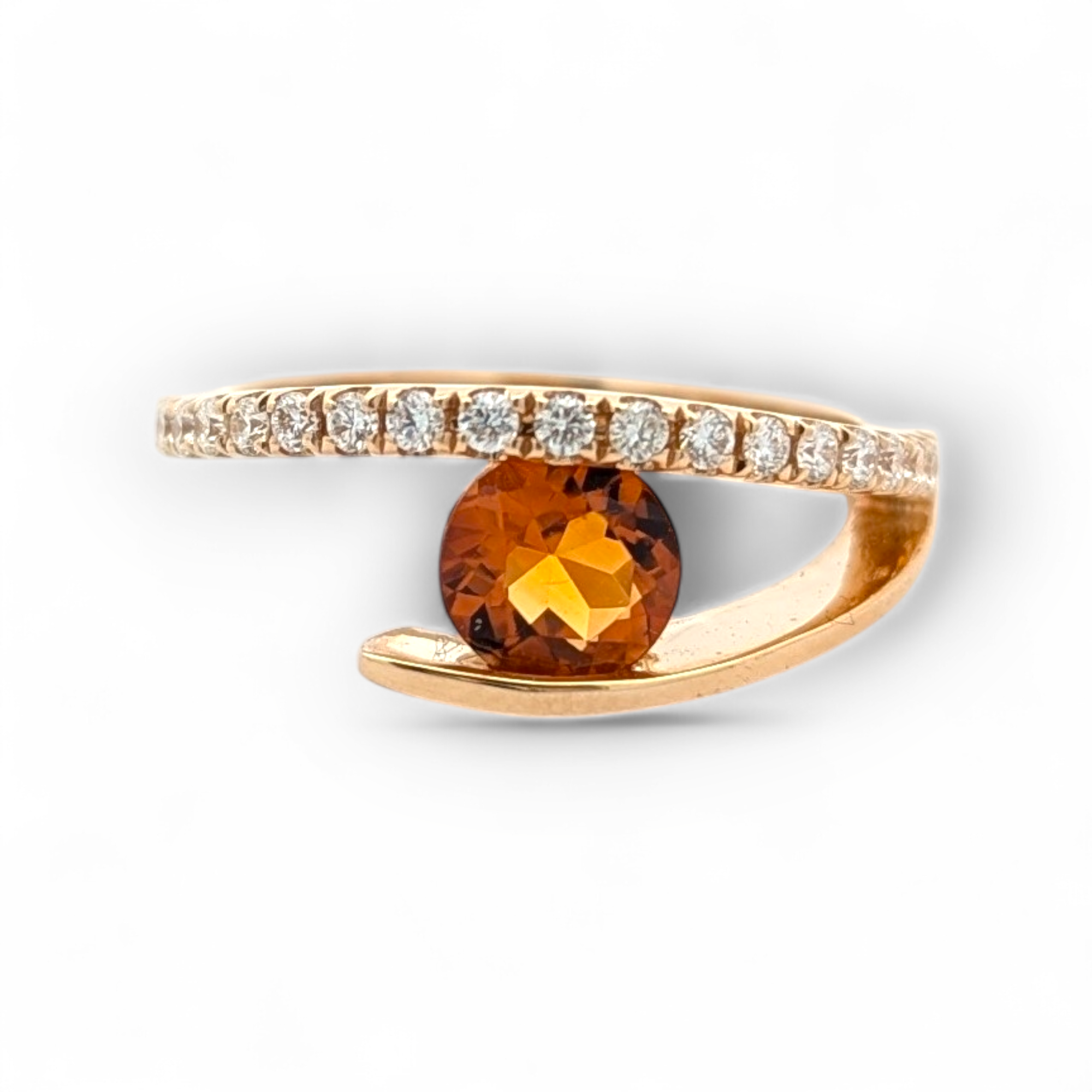 14K Yellow Gold Diamond and Citrine Ring