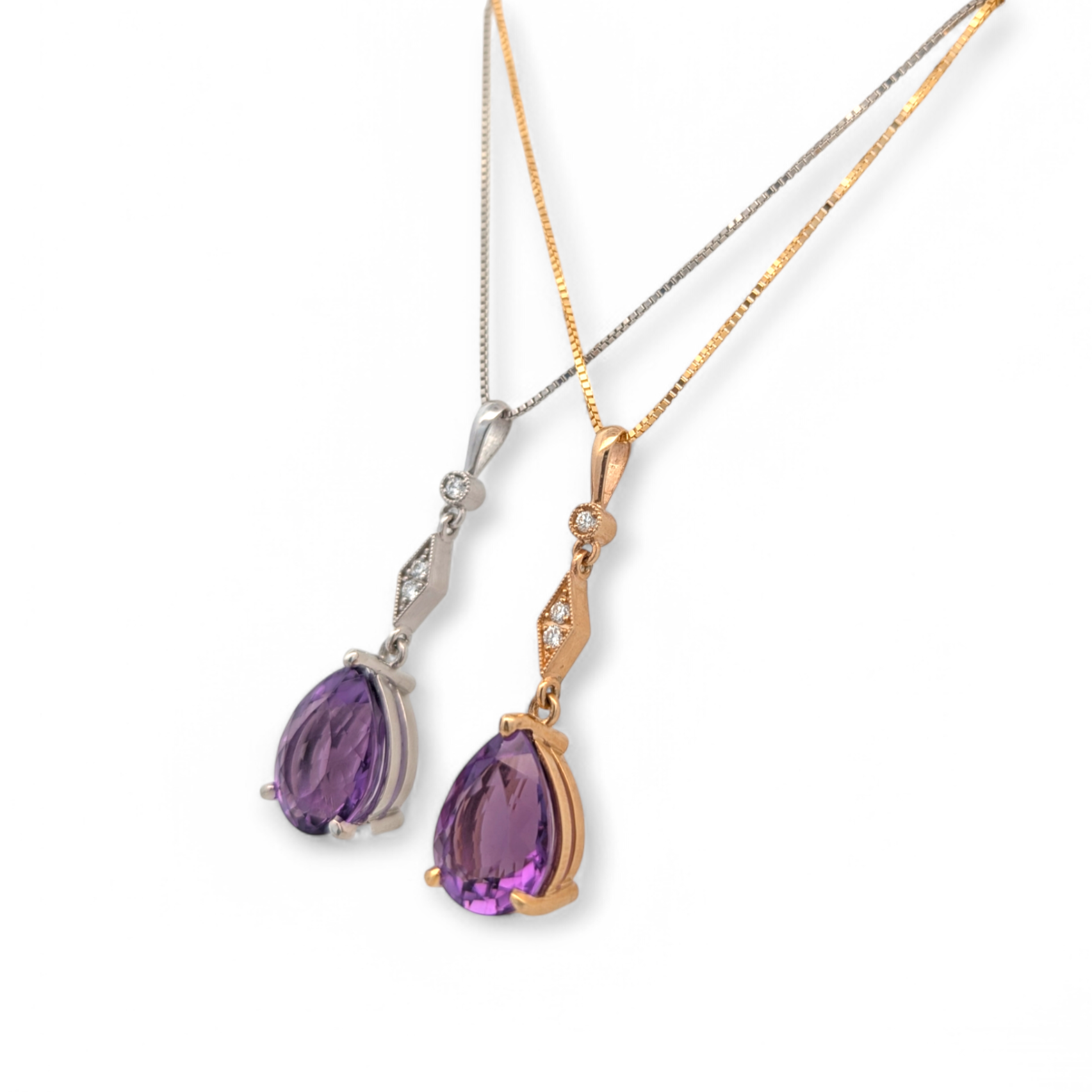 Ciella 14K Gold Pendant with Diamond and Amethyst