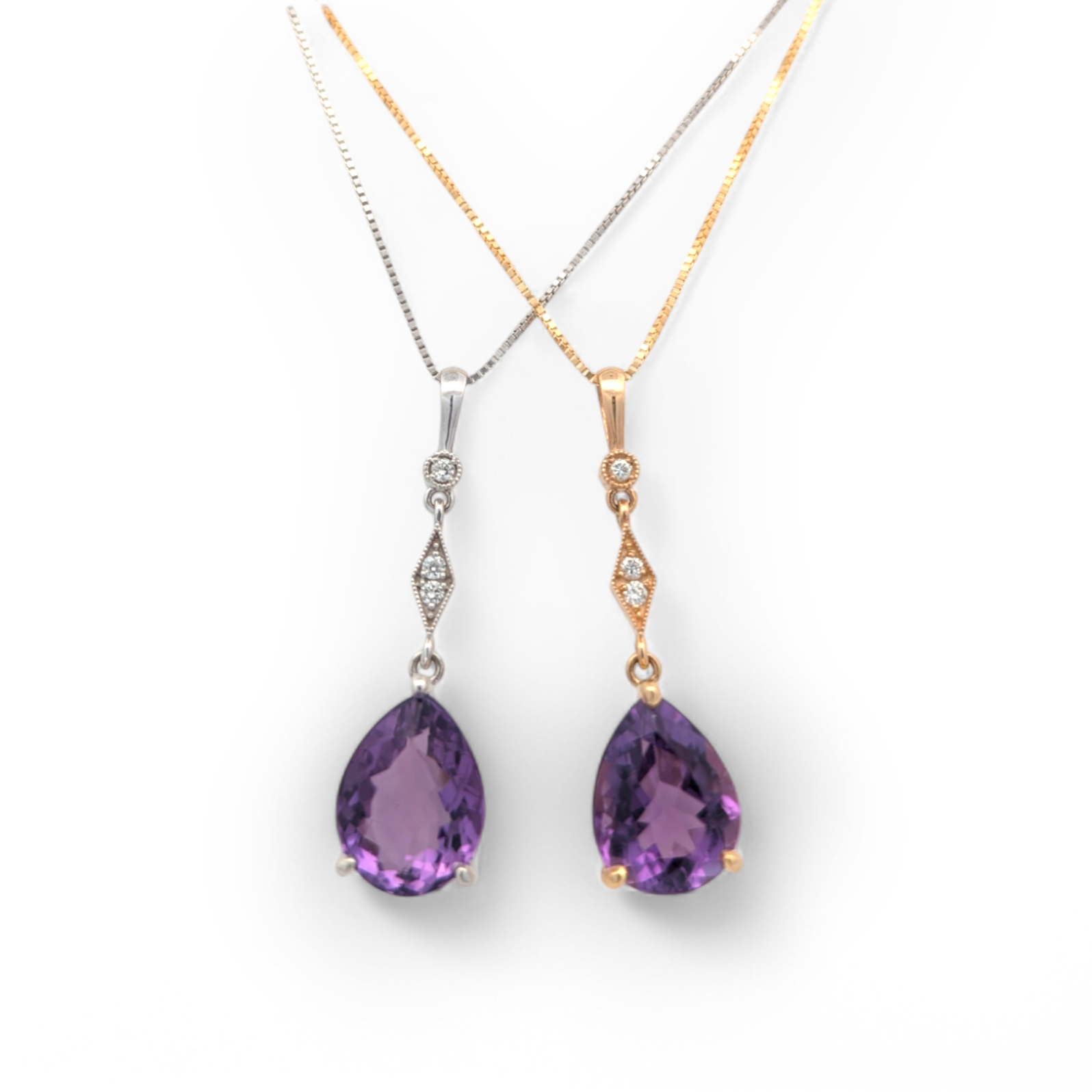 Ciella 14K Gold Pendant with Diamond and Amethyst