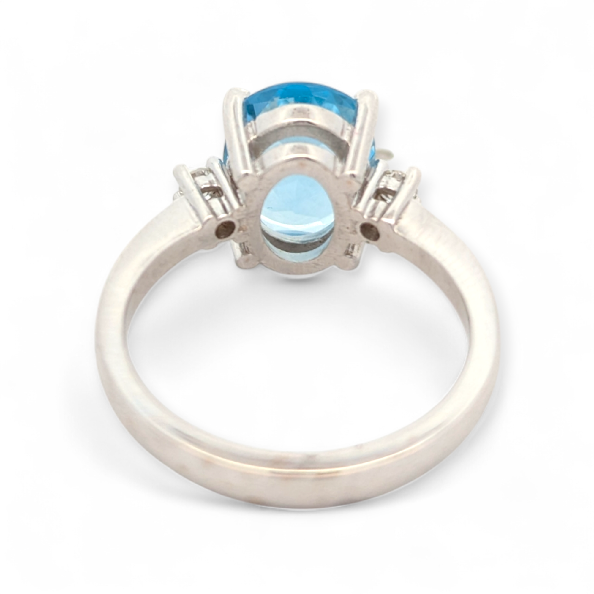 Aquamarine and Diamond Ring in 14K White Gold