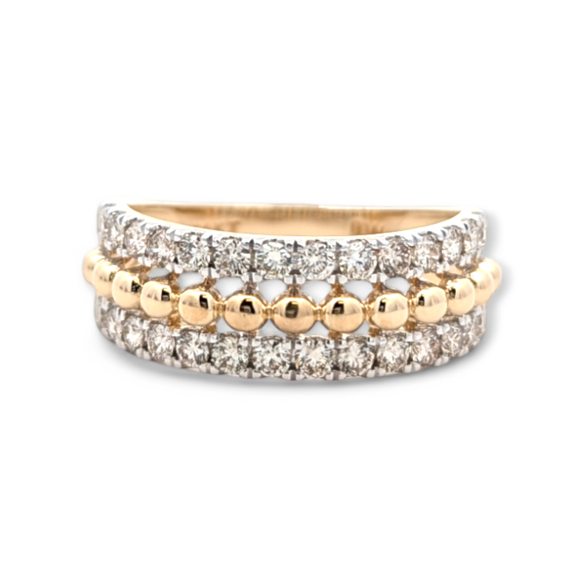 14K Yellow Gold Diamond Bead Band