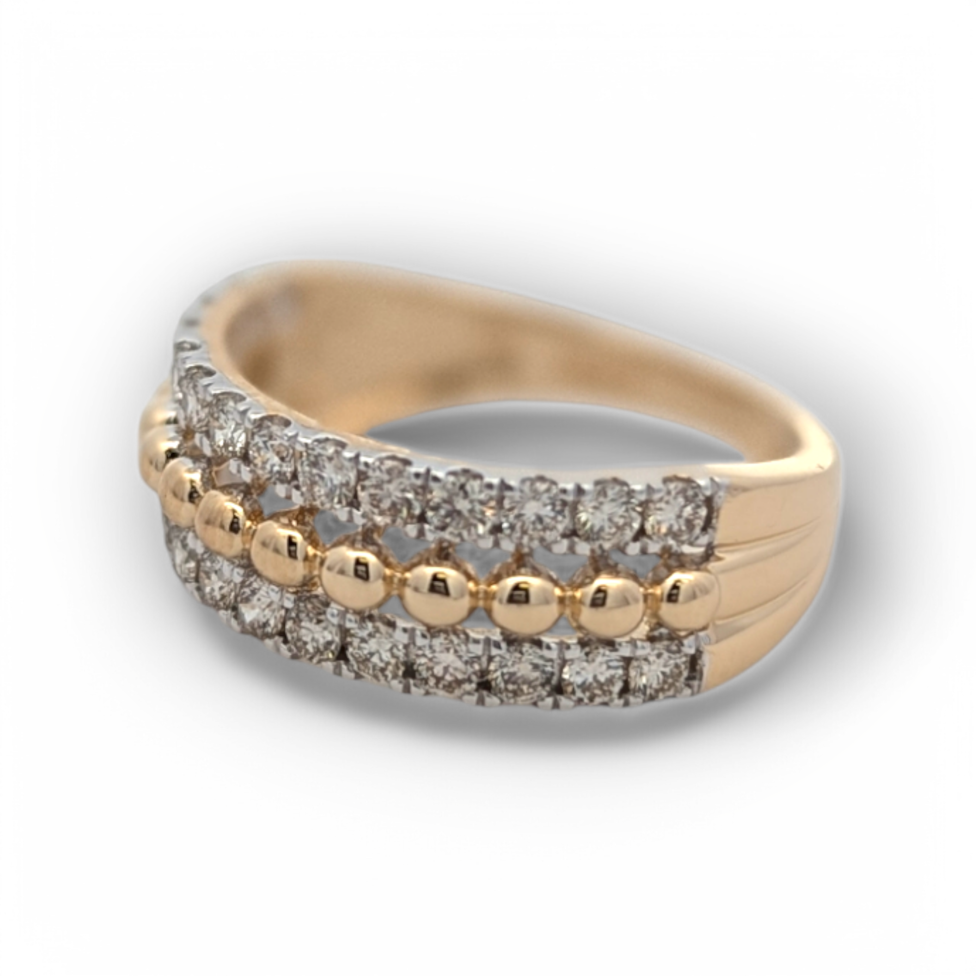 14K Yellow Gold Diamond Bead Band