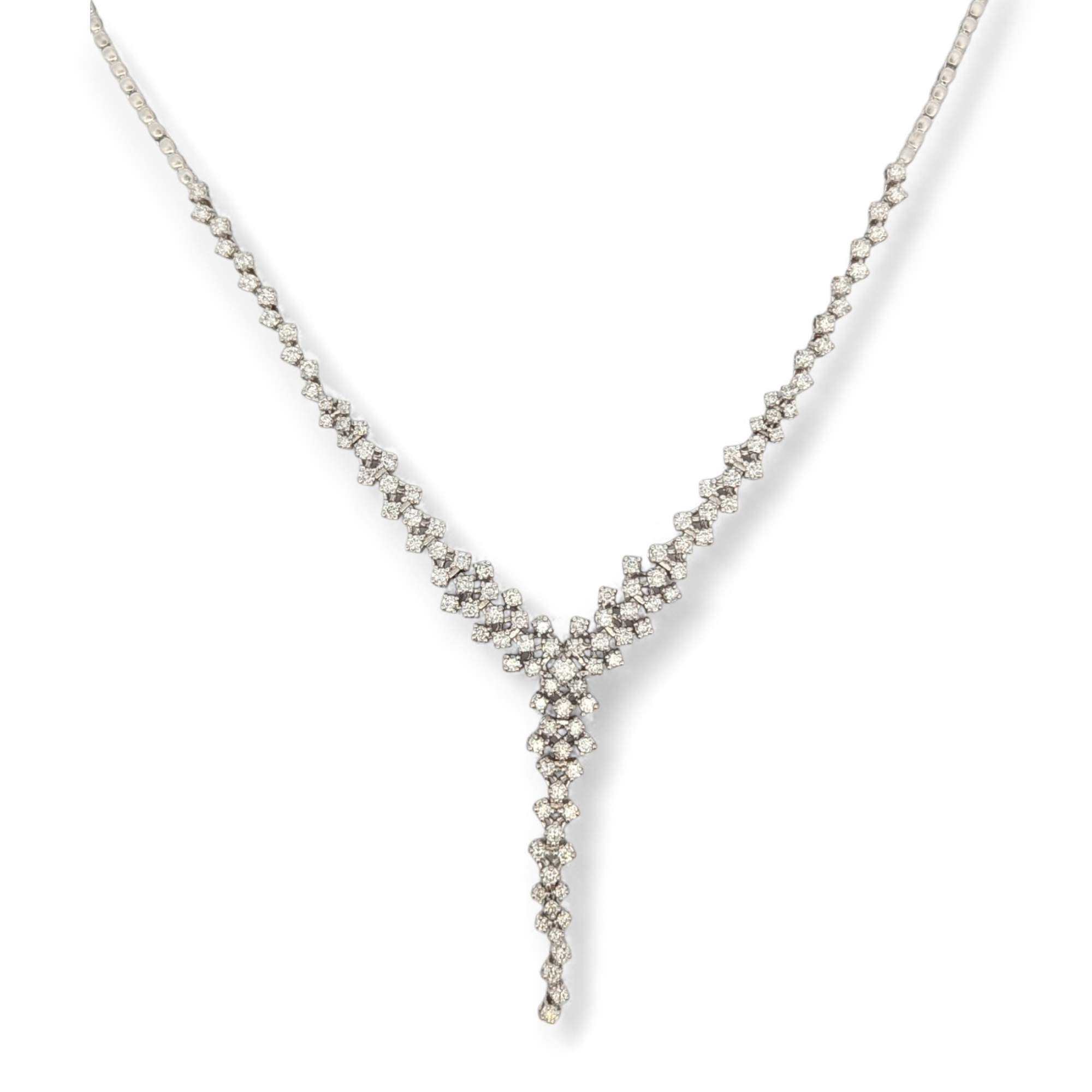 Vintage 18K White Gold Tennis Necklace