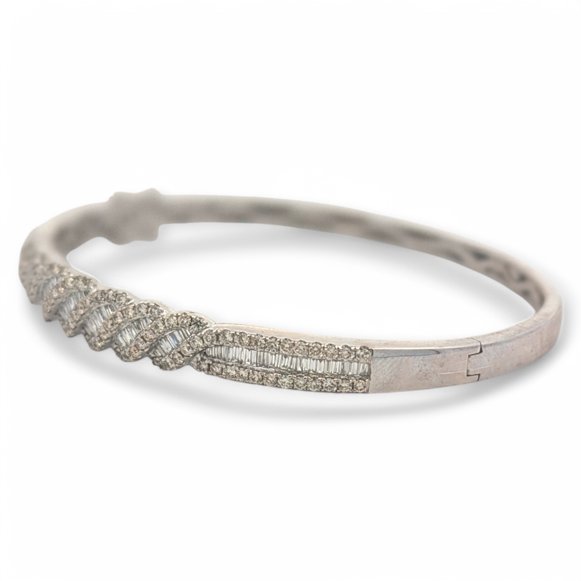 14K White Gold and Diamond Bangle