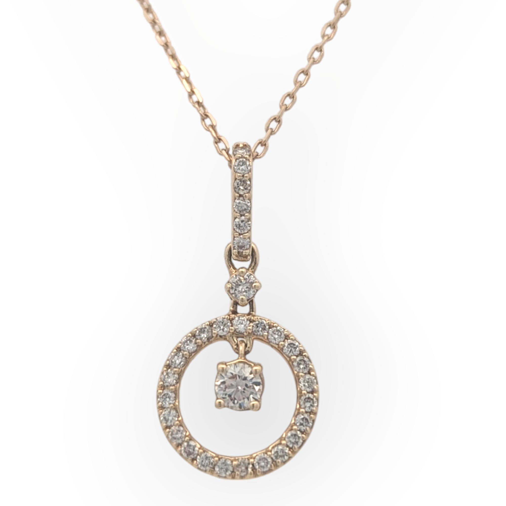 14K Yellow Gold Diamond Circle Pendant