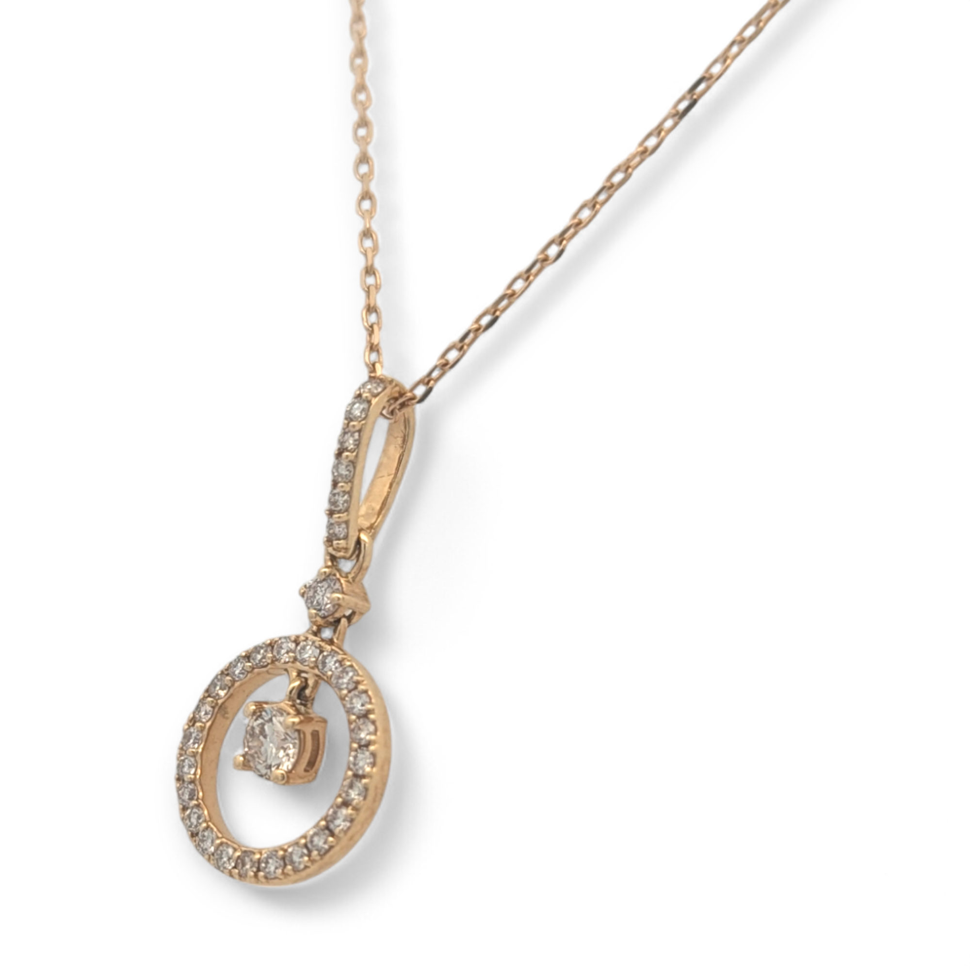 14K Yellow Gold Diamond Circle Pendant