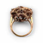 14K Yellow Gold Cocktail Ring with Blue Enamel