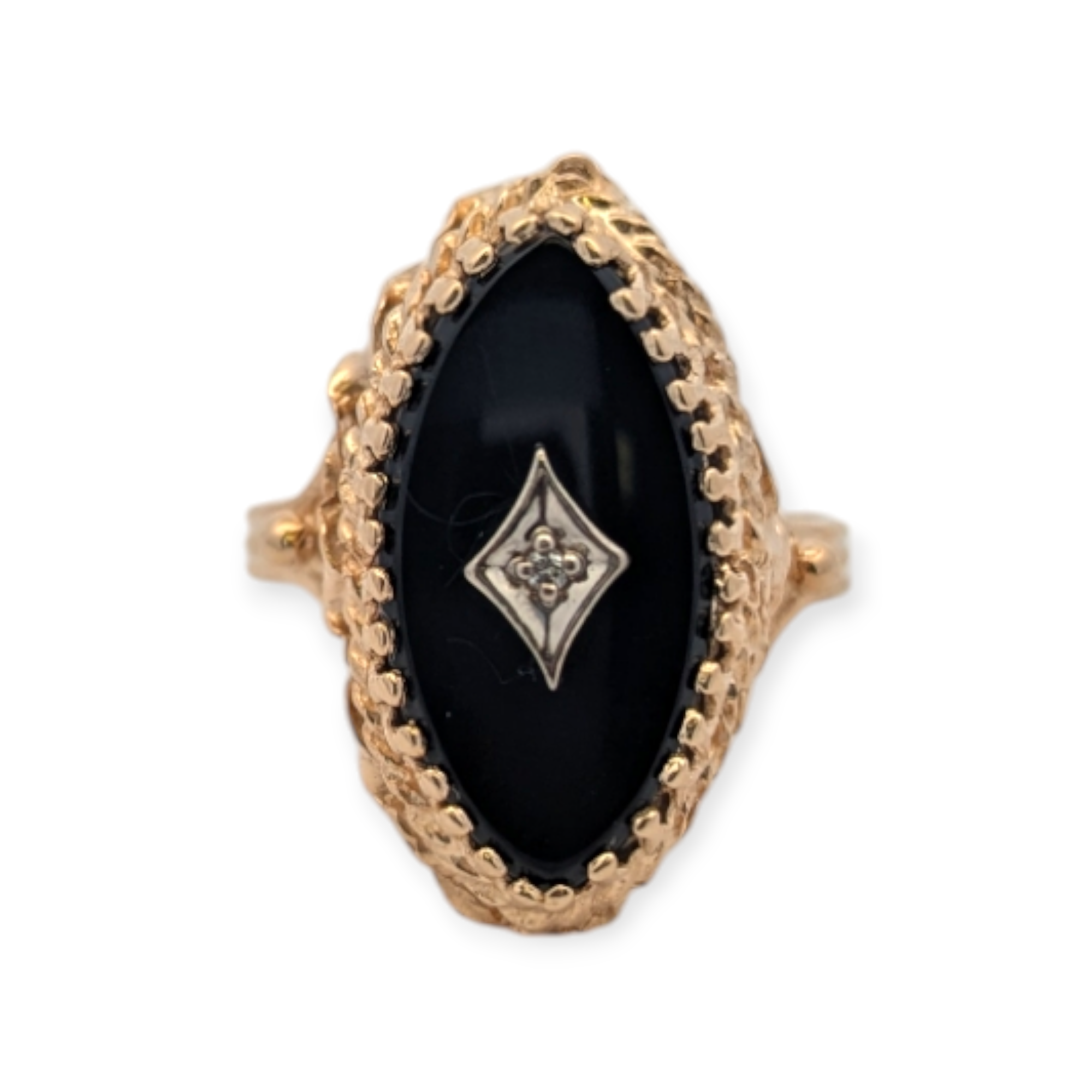 14K Yellow Gold and Onyx Ring