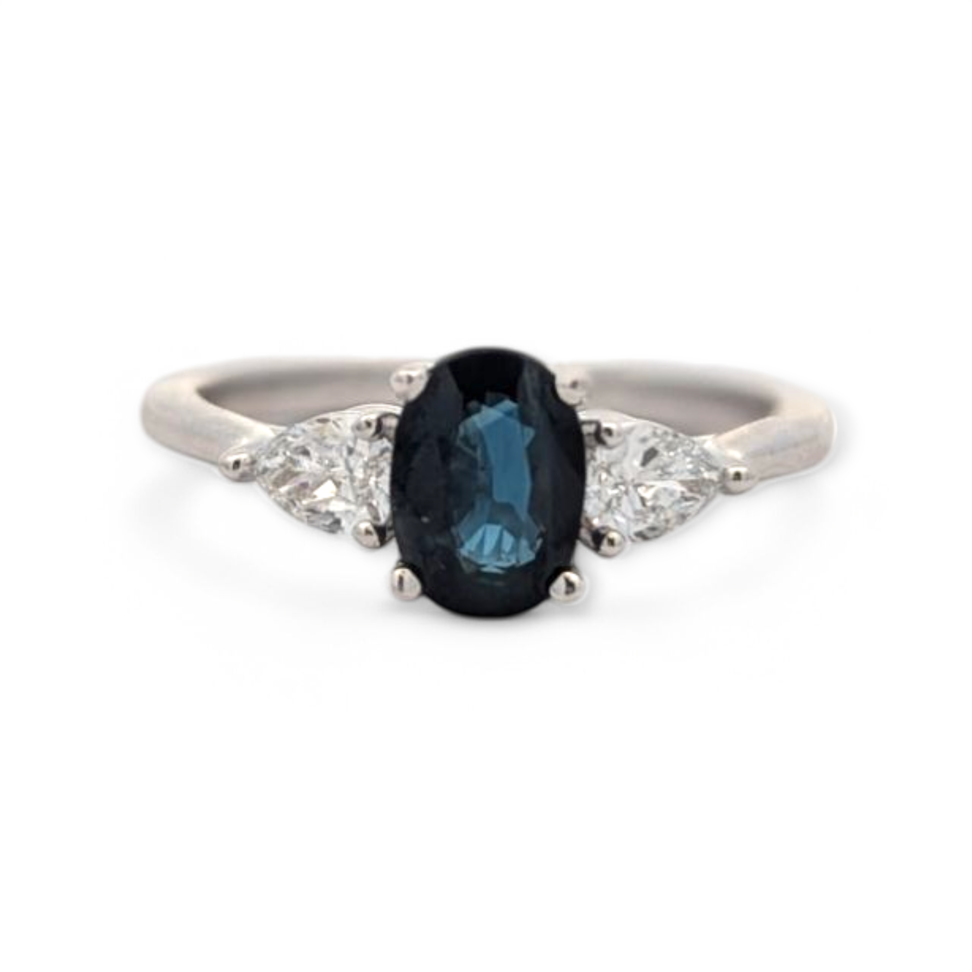 14K White Gold Sapphire and Diamond Ring