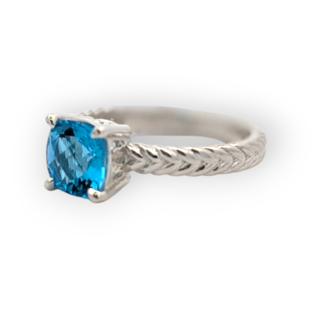 Sterling Silver Gemstone Rope Ring