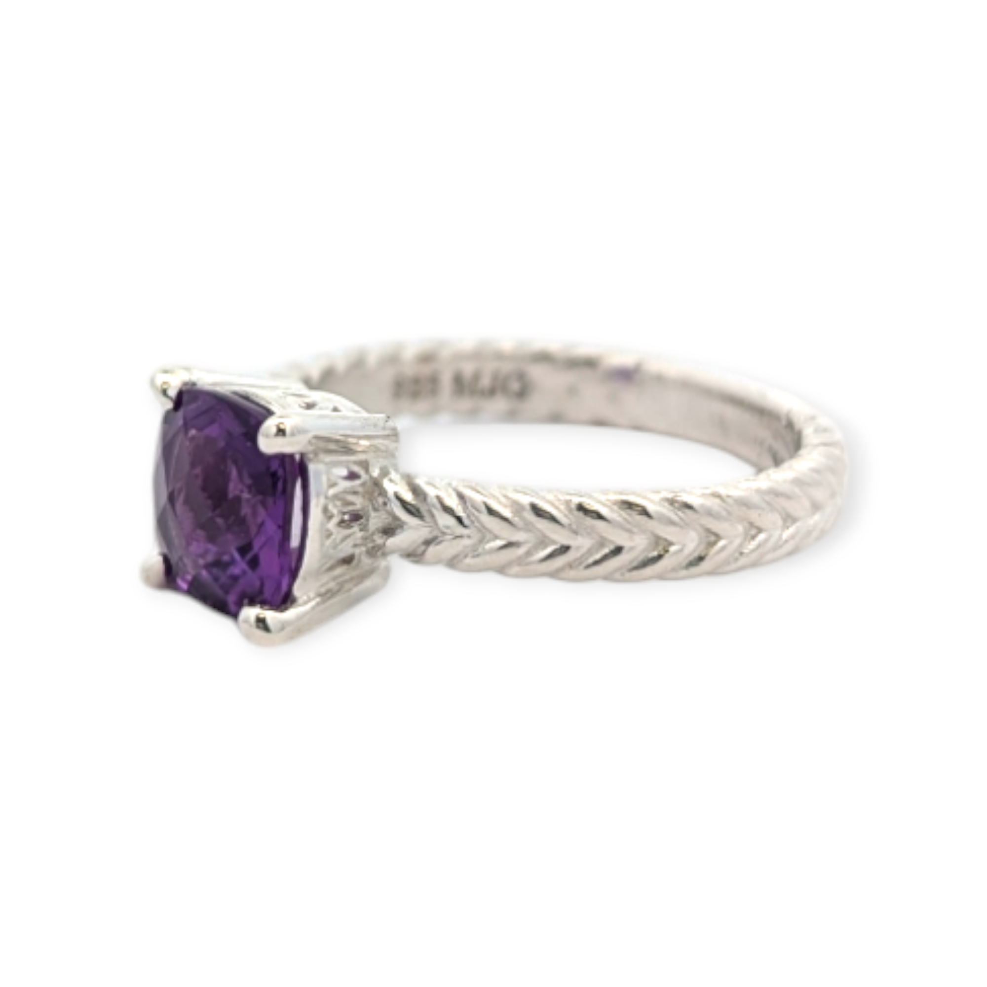 Sterling Silver Gemstone Rope Ring