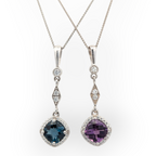Millgrain and Gemstone Necklace in 14K White Gold