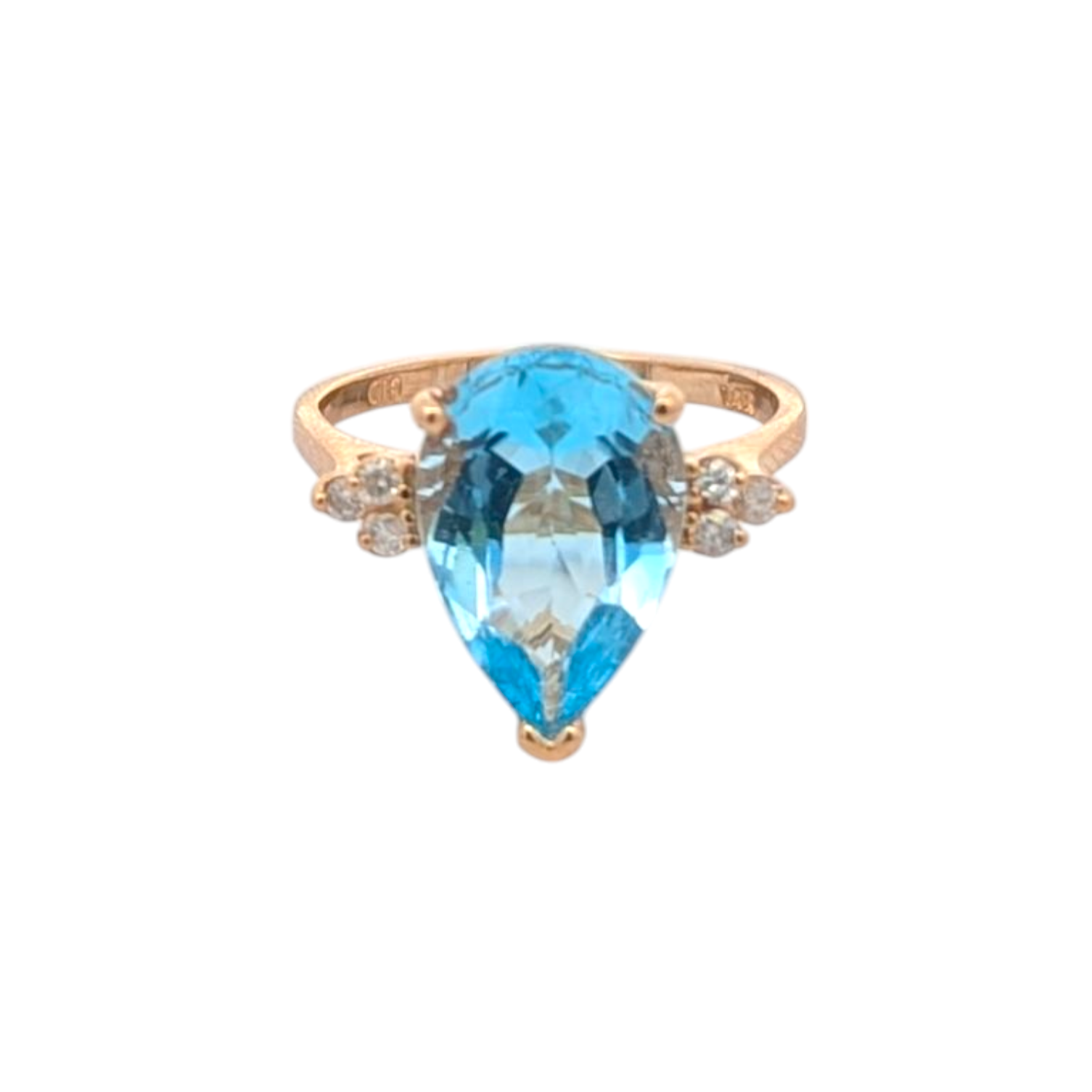 Vintage Yellow Gold, Diamond, and Blue Topaz Cocktail Ring