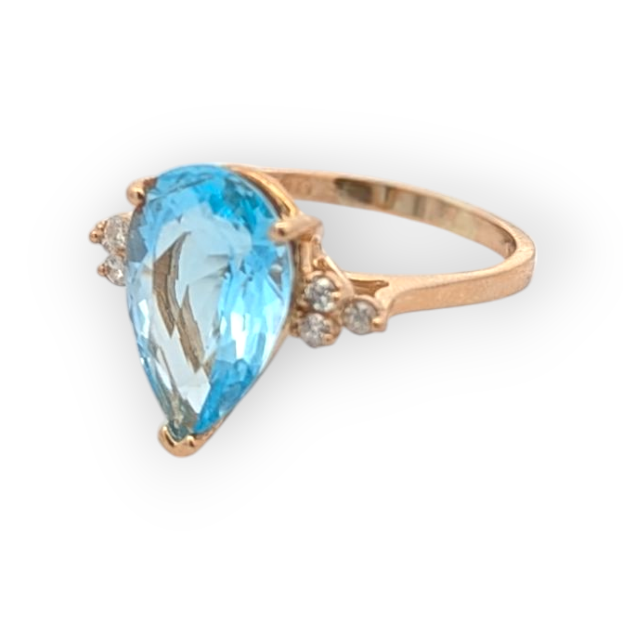 Vintage Yellow Gold, Diamond, and Blue Topaz Cocktail Ring