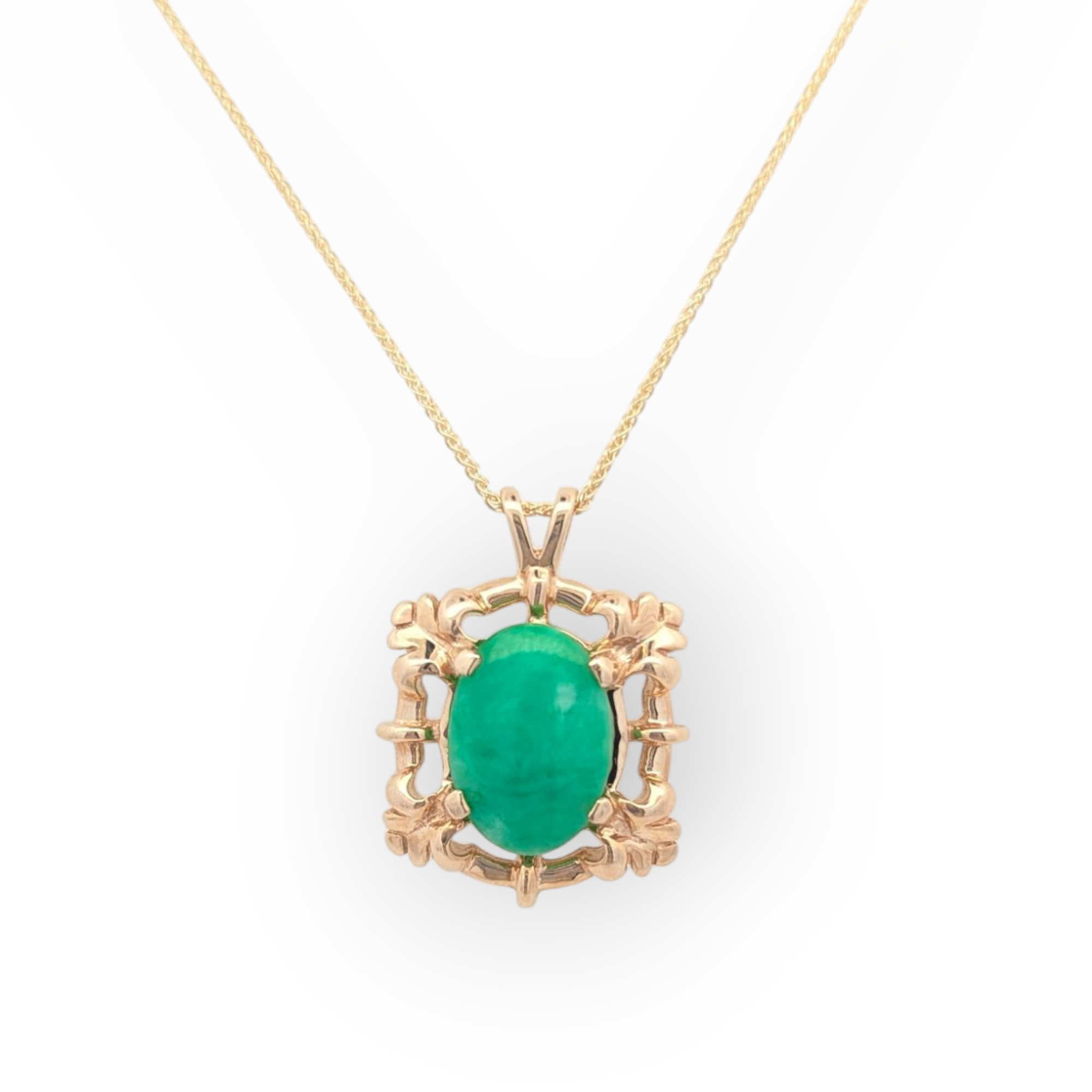 14K Yellow Gold Jade Pendant