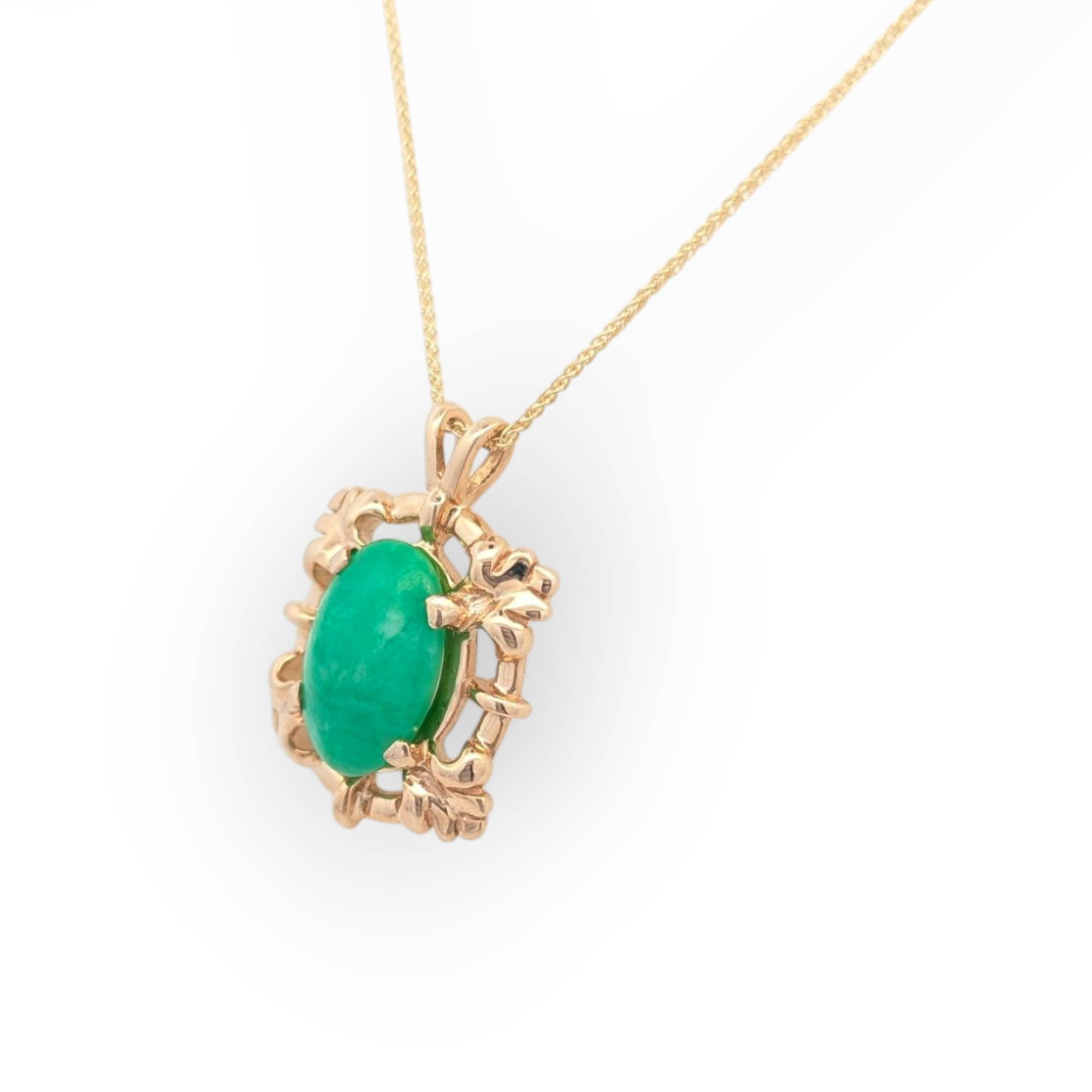 14K Yellow Gold Jade Pendant