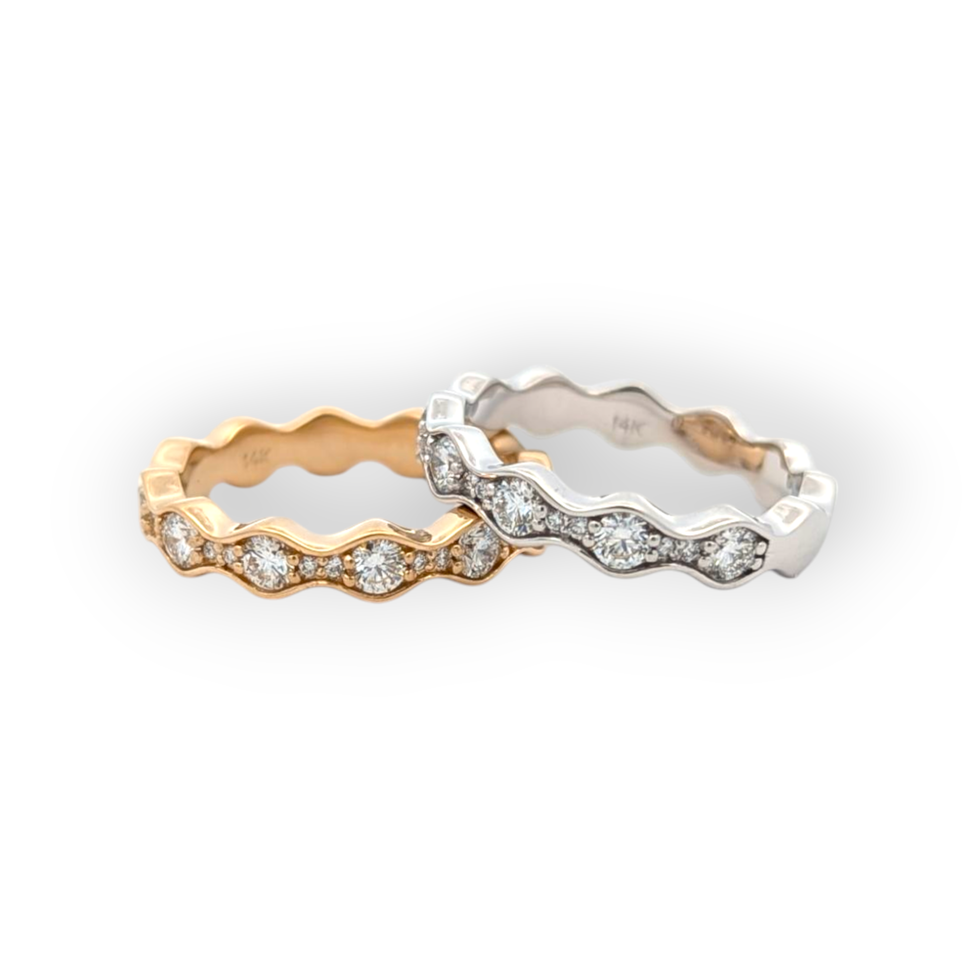 14K Gold Wavy Lab Grown Diamond Band
