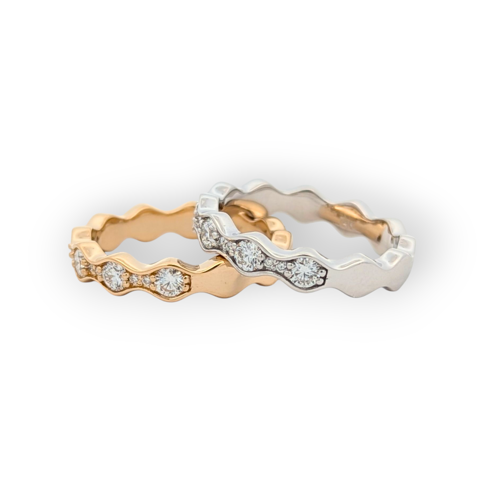 14K Gold Wavy Lab Grown Diamond Band