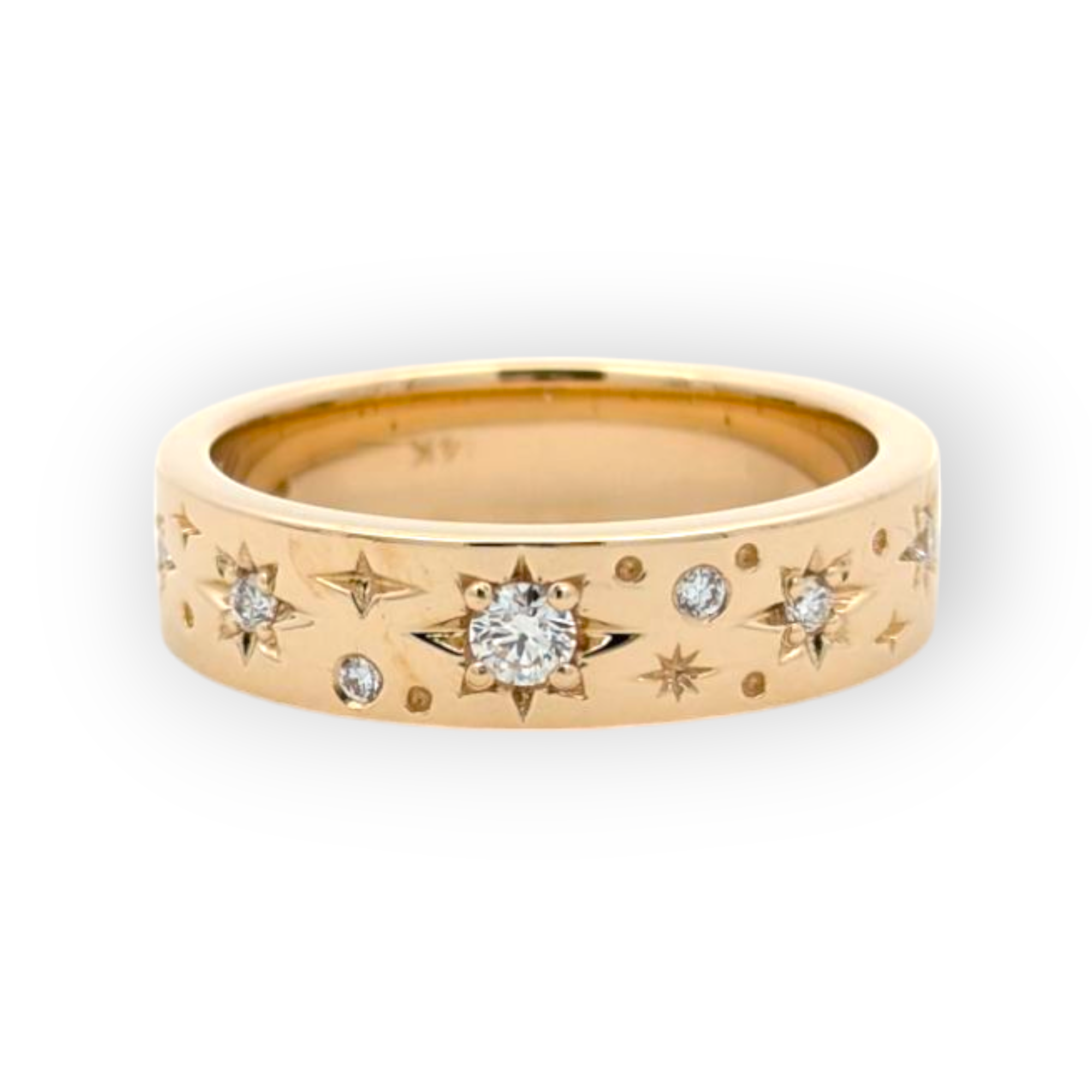 14K Yellow Gold Star-Set Band