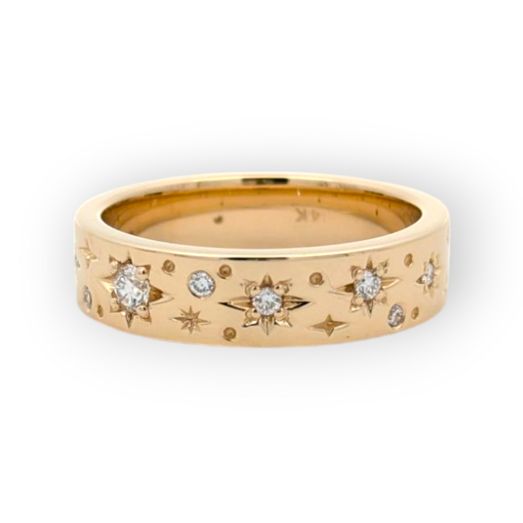 14K Yellow Gold Star-Set Band