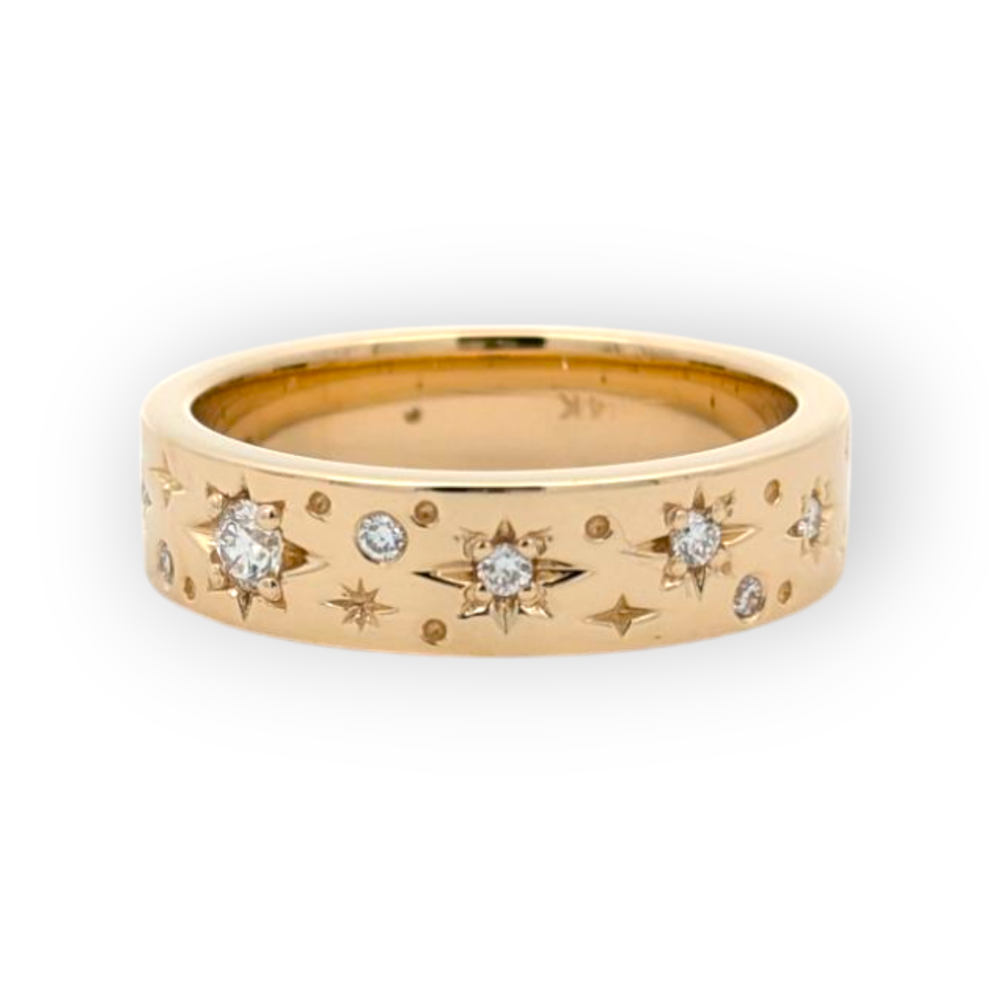 14K Yellow Gold Star-Set Band