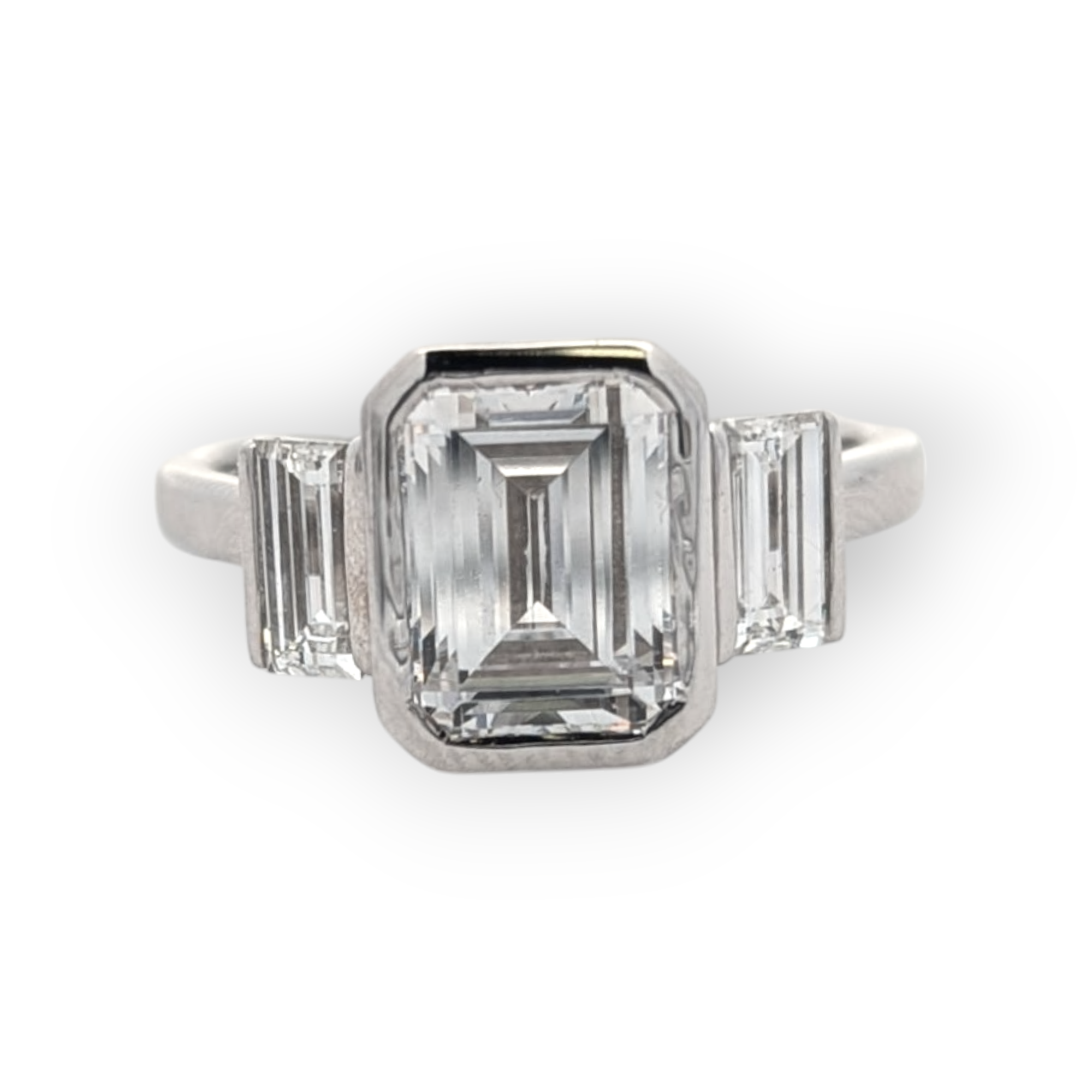 14K Gold Bezel Set Emerald-Cut Engagement Ring